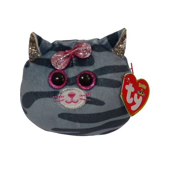 Ty Squish A Boos Kiki Plush Cat Mini Toy Gray Striped For Ages 3 & Up 2022 3" - Picture 1 of 9